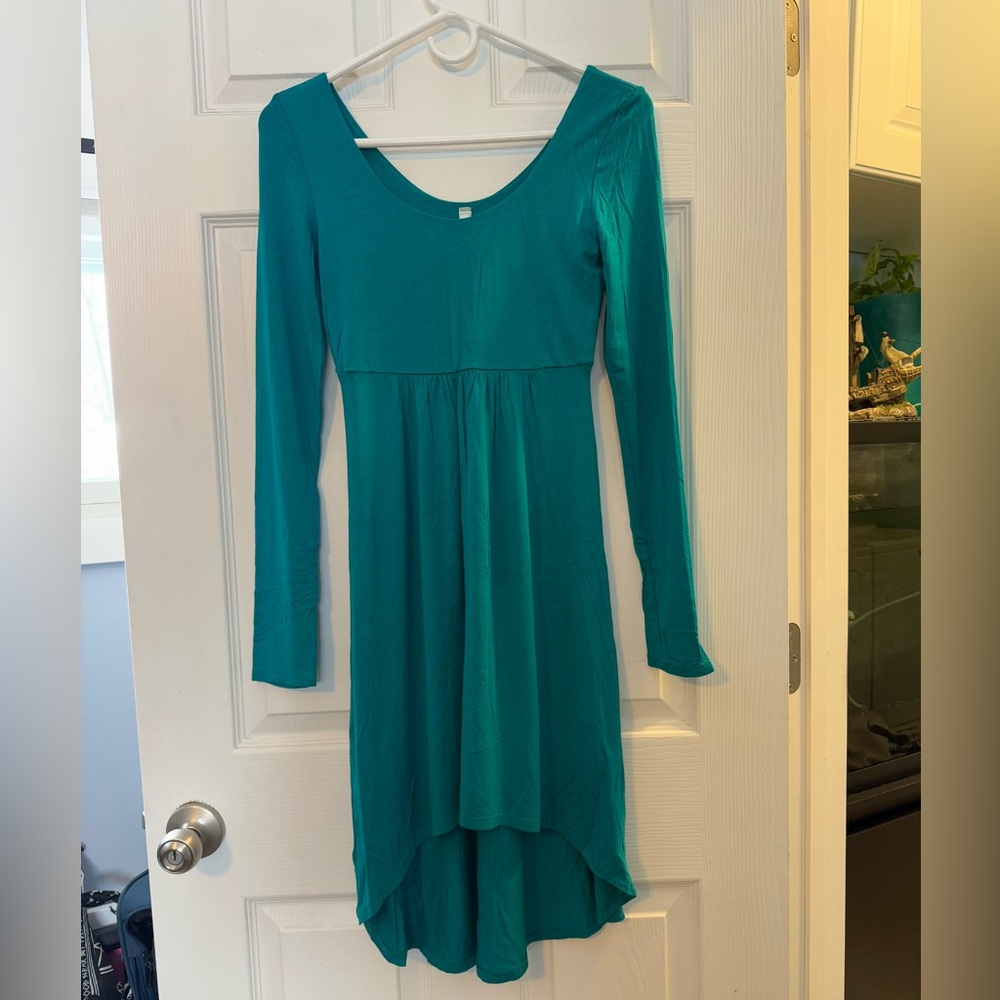 Dark teal jersey knit dress